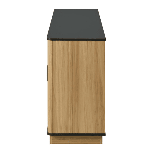 Aparador de 4 portas - relevo canelado vertical, estilo madeira, armário para sala de estar, corredor e sala de jantar, grande capacidade de arrumação - natural Aparador de 4 portas - relevo canelado vertical, estilo madeira, armário para sala de estar, corredor e sala de jantar, grande capacidade de arrumação - natural