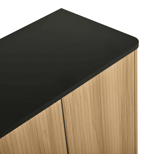 Aparador de 4 portas - relevo canelado vertical, estilo madeira, armário para sala de estar, corredor e sala de jantar, grande capacidade de arrumação - natural Aparador de 4 portas - relevo canelado vertical, estilo madeira, armário para sala de estar, corredor e sala de jantar, grande capacidade de arrumação - natural