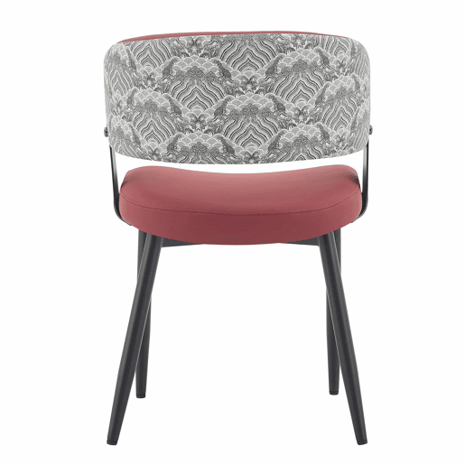 Cadeiras de jantar (2 unidades) u2013 estilo Mid-Century moderno, cadeiras retro com braços arredondados e encosto estampado, estofadas em couro sintético u2013 vermelho