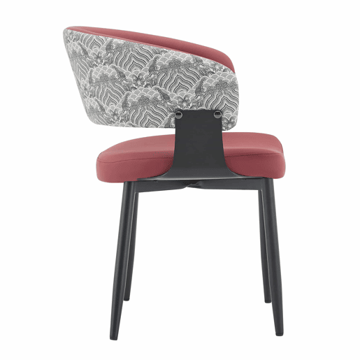Cadeiras de jantar (2 unidades) u2013 estilo Mid-Century moderno, cadeiras retro com braços arredondados e encosto estampado, estofadas em couro sintético u2013 vermelho