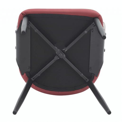 Cadeiras de jantar (2 unidades) u2013 estilo Mid-Century moderno, cadeiras retro com braços arredondados e encosto estampado, estofadas em couro sintético u2013 vermelho