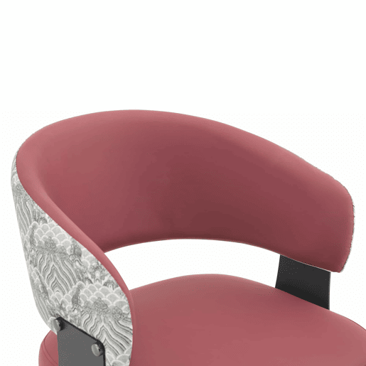 Cadeiras de jantar (2 unidades) u2013 estilo Mid-Century moderno, cadeiras retro com braços arredondados e encosto estampado, estofadas em couro sintético u2013 vermelho