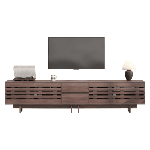 Móvel de TV moderno 200 x 39,5 x 55 cm u2013 para televisores até 80 polegadas, 4 portas basculantes, 2 gavetas, 6 compartimentos de arrumação, sala de estar e quarto u2013 cor de nogueira