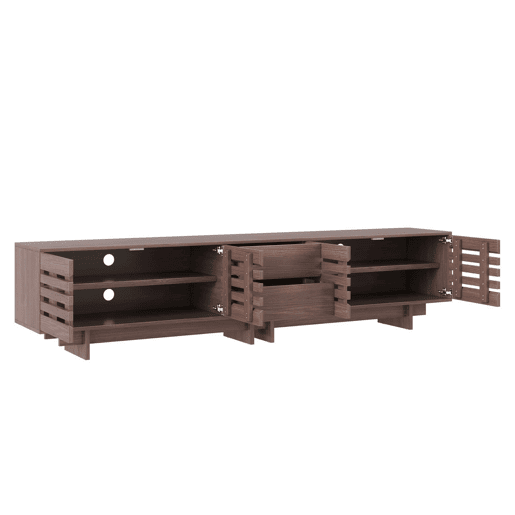 Móvel de TV moderno 200 x 39,5 x 55 cm u2013 para televisores até 80 polegadas, 4 portas basculantes, 2 gavetas, 6 compartimentos de arrumação, sala de estar e quarto u2013 cor de nogueira