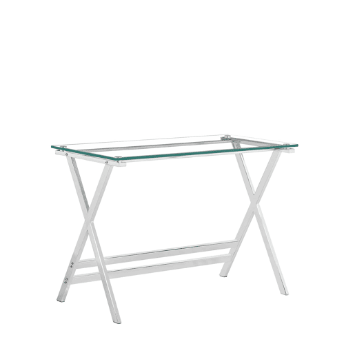 Secretária de vidro - mesa de computador com vidro temperado transparente e bordas arredondadas, mesa auxiliar para sofá - transparente Secretária de vidro - mesa de computador com vidro temperado transparente e bordas arredondadas, mesa auxiliar para sofá - transparente