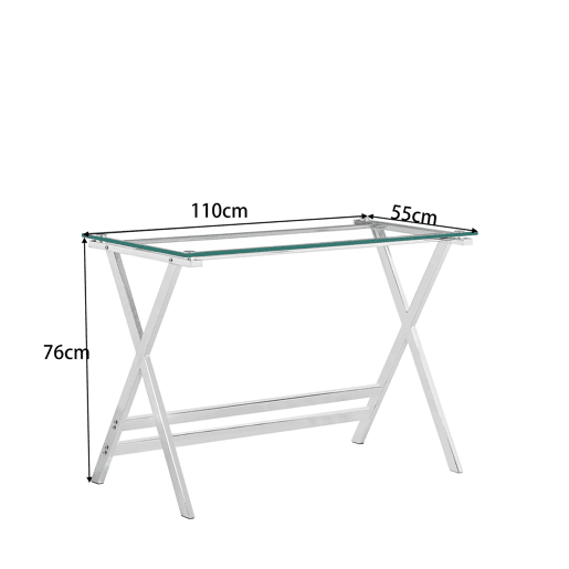 Secretária de vidro - mesa de computador com vidro temperado transparente e bordas arredondadas, mesa auxiliar para sofá - transparente Secretária de vidro - mesa de computador com vidro temperado transparente e bordas arredondadas, mesa auxiliar para sofá - transparente