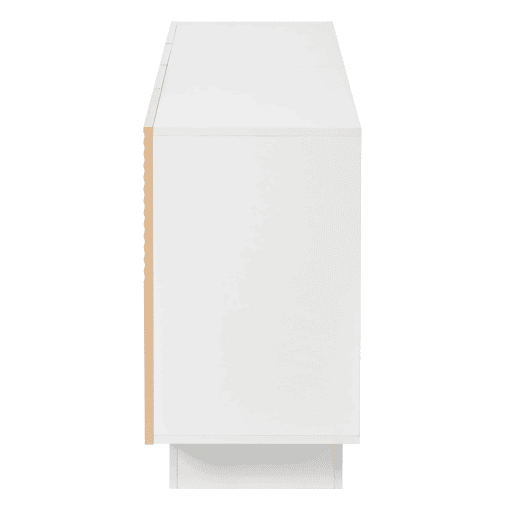 Aparador de sala de estar - tamanho não especificado - design com ranhuras geométricas, 4 portas, 2 compartimentos separados, prateleiras com altura ajustável - NaturalBranco