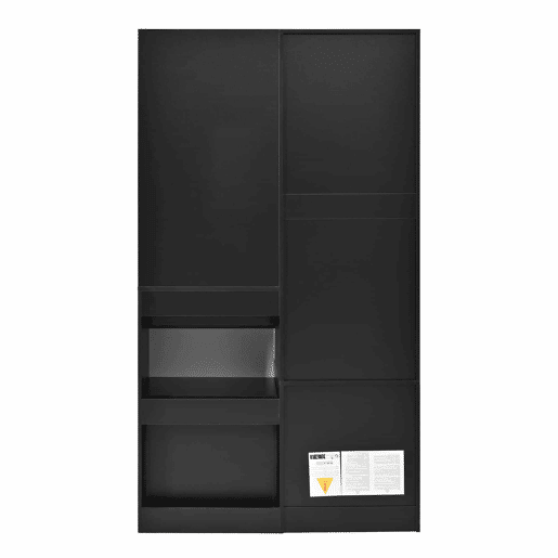 Armário multifuncional para maquilhagem e roupa u2014 com espelho de corpo inteiro, banco extraível, gavetas com divisórias para maquilhagem, estrutura em MDF, puxadores redondos de ferro u2014 Preto e Branco