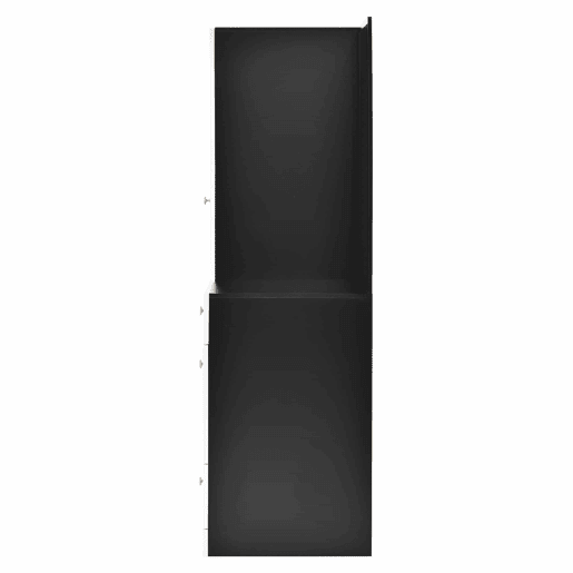 Armário multifuncional para maquilhagem e roupa u2014 com espelho de corpo inteiro, banco extraível, gavetas com divisórias para maquilhagem, estrutura em MDF, puxadores redondos de ferro u2014 Preto e Branco