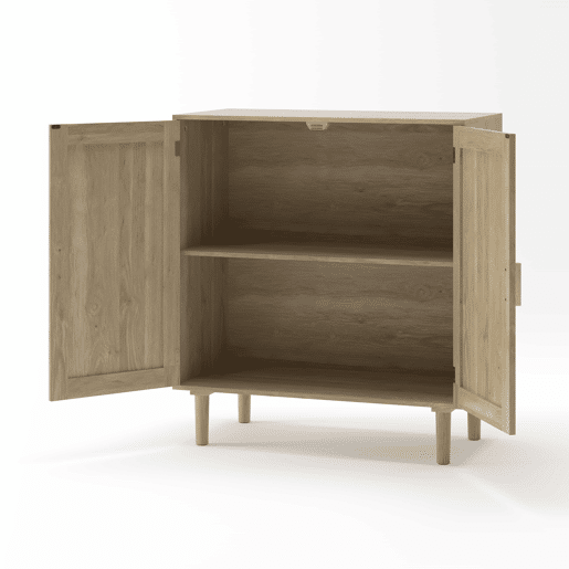 Armário de arrumação com 2 portas, 80 cm - rattan, para sala de estar, sala de jantar, hall de entrada - cor natural