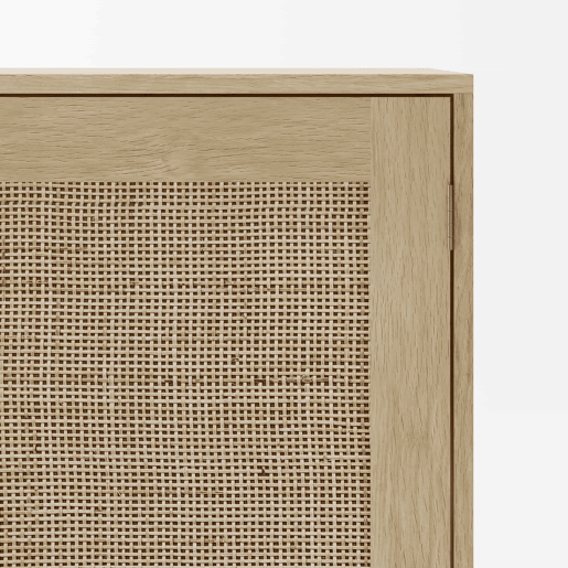 Armário de arrumação com 2 portas, 80 cm - rattan, para sala de estar, sala de jantar, hall de entrada - cor natural