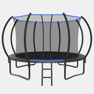 Trampolim redondo de 366 cm - com rede de segurança, escada, certificado EN 71-14 e CE para utilização no exterior - Preto + Azul