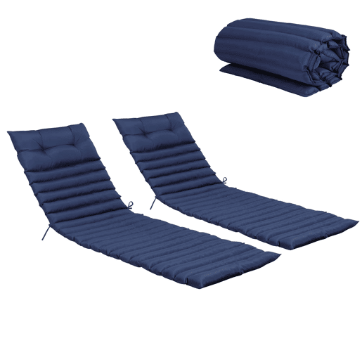 Almofadas para espreguiçadeira de exterior, 2 unidades u2013 almofadas de substituição para mobiliário de jardim, acolchoadas e confortáveis u2013 azul-marinho Almofadas para espreguiçadeira de exterior, 2 unidades u2013 almofadas de substituição para mobiliário de jardim, acolchoadas e confortáveis u2013 azul-marinho