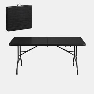 Mesa dobrável 180 x 74 x 70 cm u2014 design moderno com superfície lisa para varanda e sala de jantar u2014 Preto