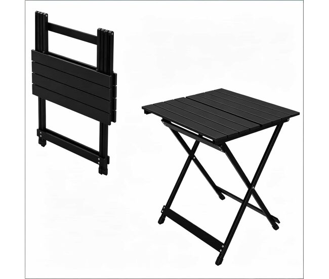 Mesa de camping plegable - portátil con patas antideslizantes para picnic y eventos al aire libre - negro