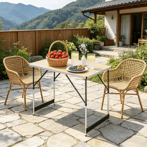 Mesa de campismo 100 x 60 cm u2013 dobrável, altura ajustável, para uso no exterior e no jardim u2013 Carvalho claro Mesa de campismo 100 x 60 cm u2013 dobrável, altura ajustável, para uso no exterior e no jardim u2013 Carvalho claro
