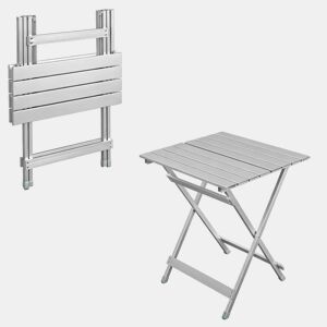 Mesa de campismo dobrável 50,5 x 46,5 x 60 cm - portátil com pés antiderrapantes - prateada