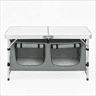 Mesa de campismo dobrável 120 x 47 x 69,5 cm u2013 ajustável, portátil, com saco de arrumação suspenso u2013 cinzenta e branca