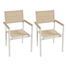 Conjunto de 2 cadeiras de exterior empilháveis u200Bu200Bcom apoio de braços, em alumínio e textilene bege, 56x55x85 cm
