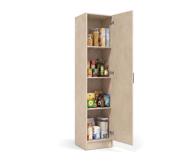 Armario de 1 puerta en efecto microcemento beige 37x180 cm multi useful