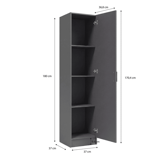 Armário de 1 porta, 37 x 180 cm, Multi Useful Gris Grafito 37 x 180 x 37 cm Armário de 1 porta, 37 x 180 cm, Multi Useful Gris Grafito 37 x 180 x 37 cm