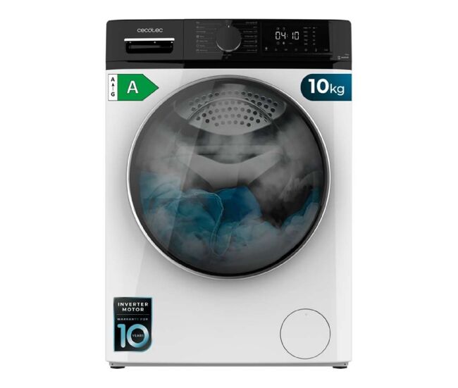 Cecotec lavadora 10kg carga frontal bolero dresscode 10610 inverter a. 1400 rpm, steam max, motor inverter plus, 15 programas
