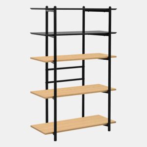 Estante Kappespoo 5 prateleiras aço 124x80x35cm Preto  Carvalho en.casa