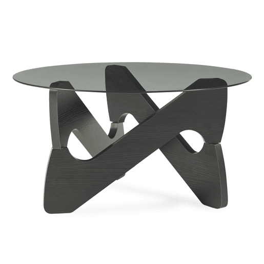Mesa de centro Reypio tampo de vidro Ø70 x 35 cm Preto Cinzento en.casa Mesa de centro Reypio tampo de vidro Ø70 x 35 cm Preto Cinzento en.casa