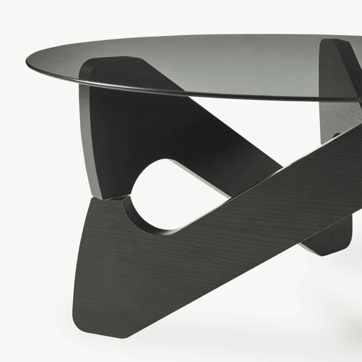 Mesa de centro Reypio tampo de vidro Ø70 x 35 cm Preto Cinzento en.casa Mesa de centro Reypio tampo de vidro Ø70 x 35 cm Preto Cinzento en.casa