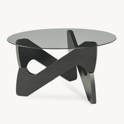 Mesa de centro Reypio tampo de vidro Ø70 x 35 cm Preto Cinzento en.casa Mesa de centro Reypio tampo de vidro Ø70 x 35 cm Preto Cinzento en.casa