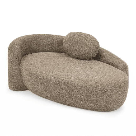 Sofá individual em tecido teddy fleece - design minimalista arredondado, estofamento macio com almofada, ideal para a sala de estar, quarto e escritório - castanho