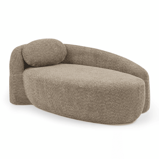 Sofá individual em tecido teddy fleece - design minimalista arredondado, estofamento macio com almofada, ideal para a sala de estar, quarto e escritório - castanho