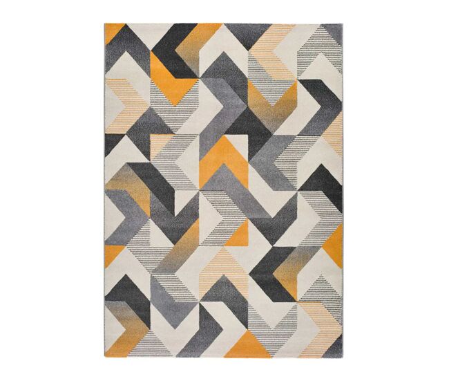 Alfombra geométrica gris / mostaza gladys, 140x200 cm - atticgo