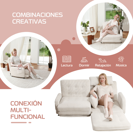 Sofá-Cama Desdobrável Homemiyn 4 em 1 para Uso Temporário Sofá-Cama Desdobrável Homemiyn 4 em 1 para Uso Temporário