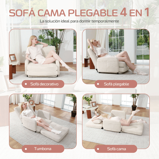 Sofá-Cama Desdobrável Homemiyn 4 em 1 para Uso Temporário Sofá-Cama Desdobrável Homemiyn 4 em 1 para Uso Temporário
