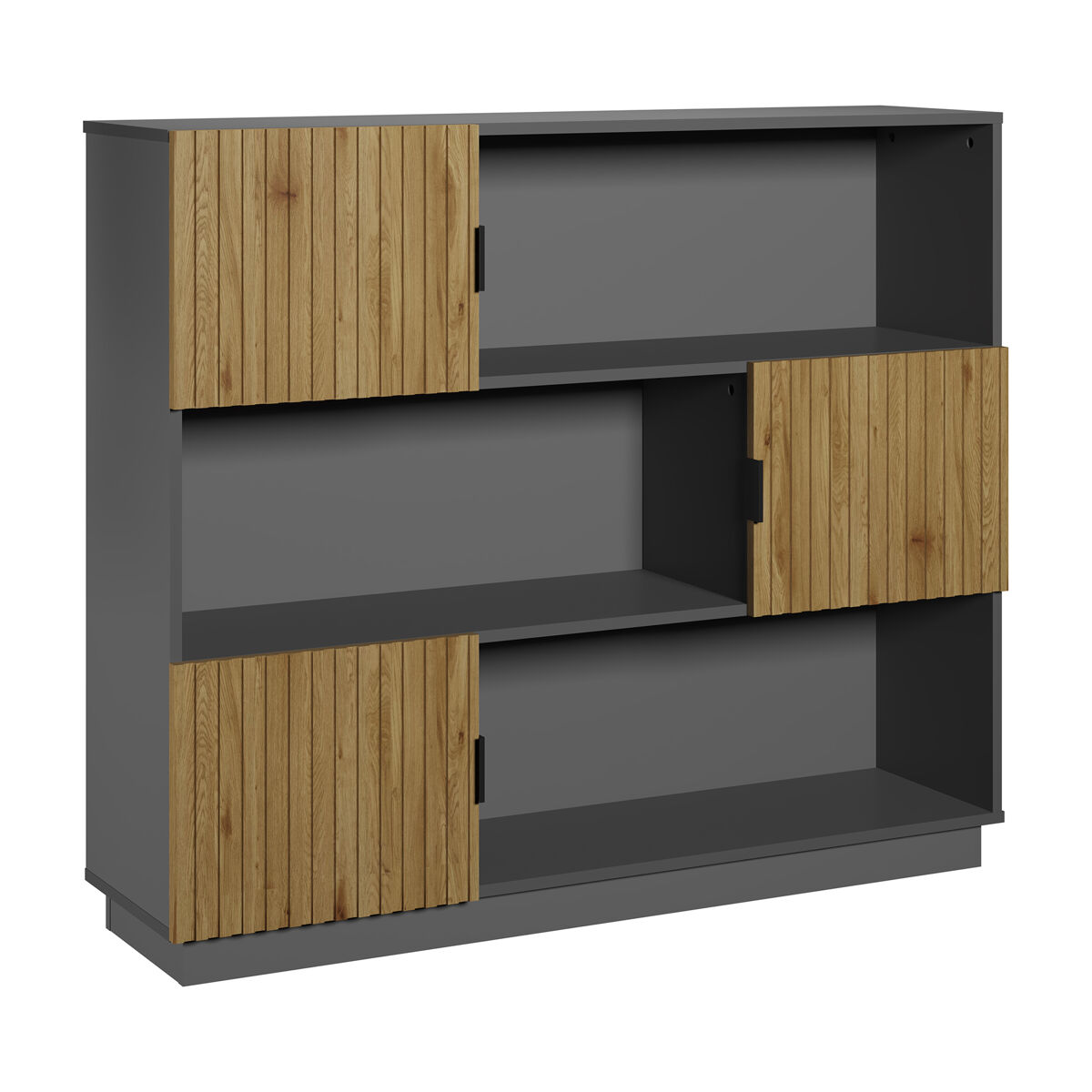 Estantería de pie Verhundar 6 compartimentos 3 puertas [en.casa] 120 Gris/ Madera