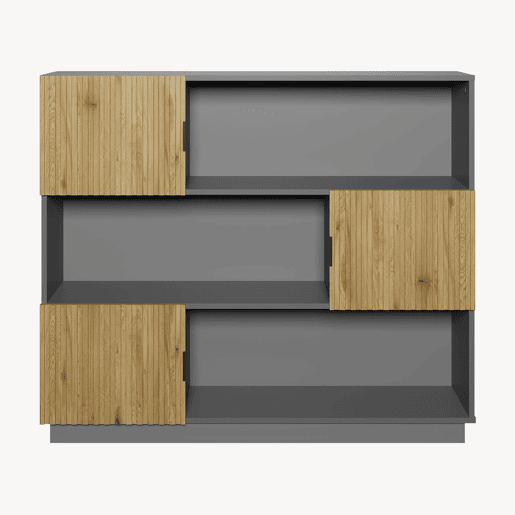 Estante de livros Verhundar com 3 portas 102x120x30 cm Cinzento Madeira en.casa Estante de livros Verhundar com 3 portas 102x120x30 cm Cinzento Madeira en.casa