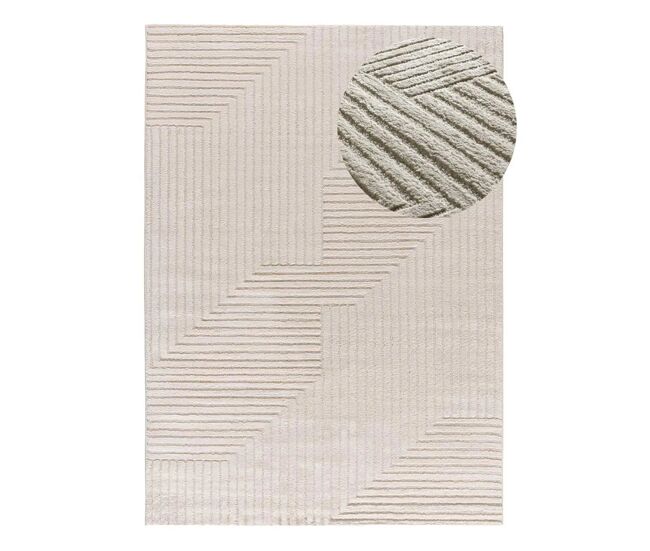 Alfombra geométrica con relieve crema verona, 120x170 cm - atticgo