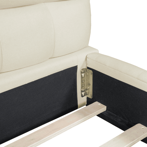 Cama estofada 140x190 cm em tecido de linho com cabeceira acolchoada e estrado de ripas, Cama de casal, bege Cama estofada 140x190 cm em tecido de linho com cabeceira acolchoada e estrado de ripas, Cama de casal, bege