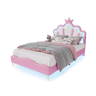Cama de casal estofada 140x190 cm, cabeceira em formato de coroa, couro PU, cama princesa rosa