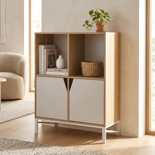 Cómoda Kerrköndam 2 portas 94x76x40cm Efeito carvalhobranco en.casa