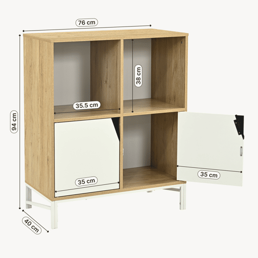Cómoda Kerrköndam 2 portas 94x76x40cm Efeito carvalhobranco en.casa