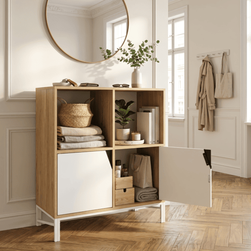 Cómoda Kerrköndam 2 portas 94x76x40cm Efeito carvalhobranco en.casa
