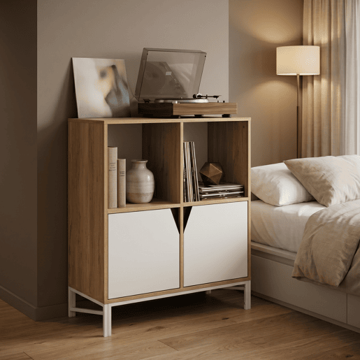 Cómoda Kerrköndam 2 portas 94x76x40cm Efeito carvalhobranco en.casa
