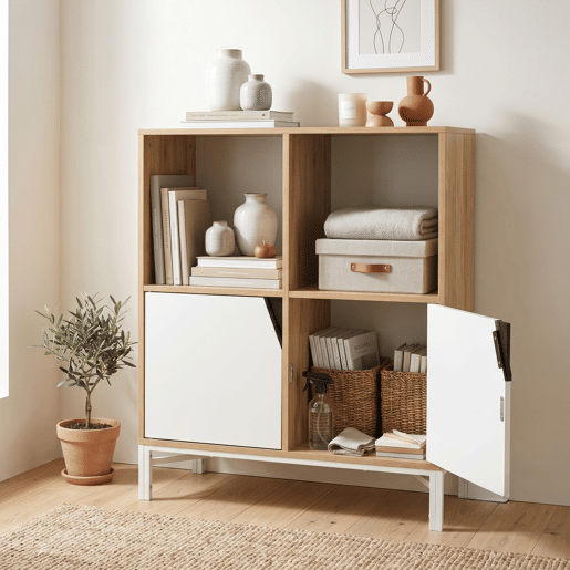Cómoda Kerrköndam 2 portas 94x76x40cm Efeito carvalhobranco en.casa