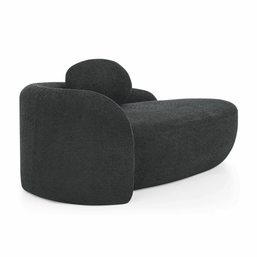 Sofá individual de 1 lugar - design minimalista em pelúcia teddy com formato arredondado, estofamento macio com almofadas, uso versátil para sala de estar, quarto e escritório - Preto