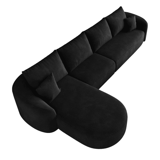 Sofá de canto modular de 336 cm - espuma comprimida, sem montagem, 4 lugares - Preto