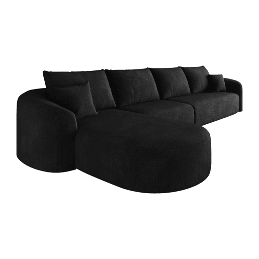 Sofá de canto modular de 336 cm - espuma comprimida, sem montagem, 4 lugares - Preto
