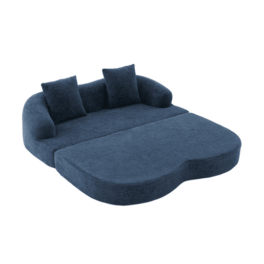 Sofá-cama rápido de 2 lugares 2 em 1 u2013 conversível com duas almofadas, versátil para a sala de estar e o quarto de hóspedes u2013 azul-marinho em chenille Sofá-cama rápido de 2 lugares 2 em 1 u2013 conversível com duas almofadas, versátil para a sala de estar e o quarto de hóspedes u2013 azul-marinho em chenille