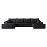 Sofá modular de canto de 340 cm - chaise longue em L, assento profundo, sem montagem, 4 lugares - Preto